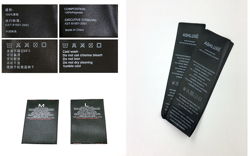 Black Laundry Care Label Supplier