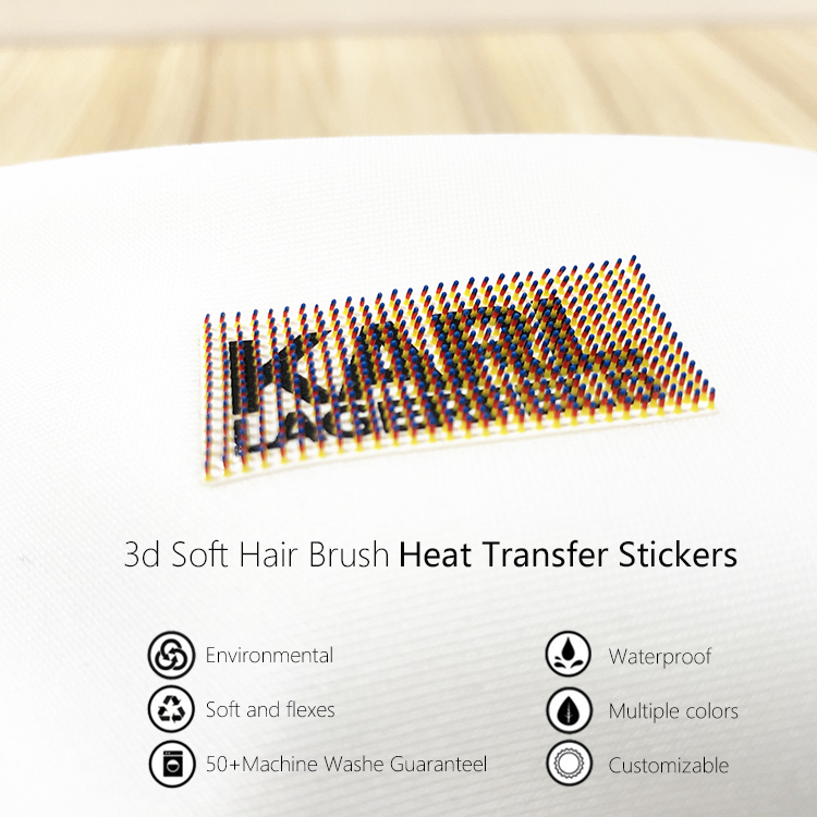 Soft silicone brush heat transfer labels
