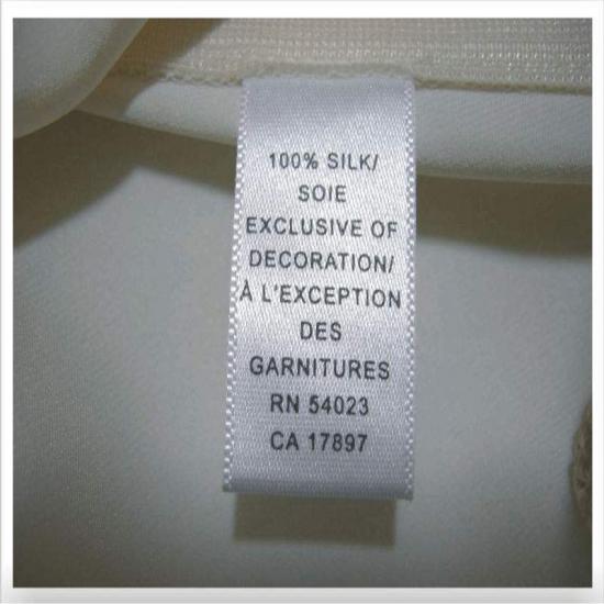 White Wash Care Printed Satin Labels for Clothing 