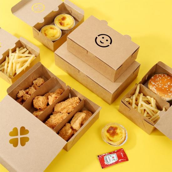 Take out food recyclable kraft paper box 