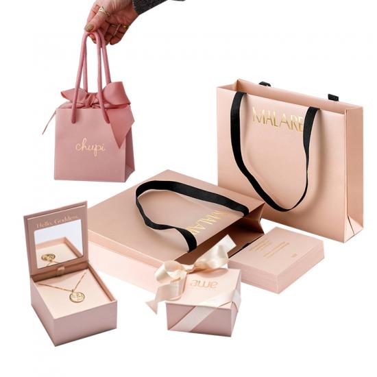 Luxury paper bag with ribbon handles 
